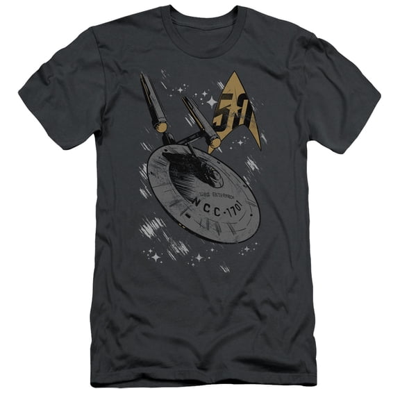 Star Trek Enterprise Dash Adult 30/1 T-Shirt Charcoal