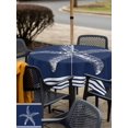 thumbnail image 6 of Square Outdoor Tablecloth with Umbrella Hole Navy Blue Starfish Coastal Table Cloth Waterproof Patio Table Cover Nautical Seaside Farmhouse Striped Zipper Tablecloths for Picnic Camping 54x54 Inch, 6 of 8