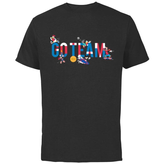 Disney Mickey & Friends Summer Athletic Sports Games Go Team- Short Sleeve Cotton T-Shirt for Adults - Customized-Black