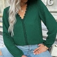 thumbnail image 7 of Casual Women's Tops Fashion Plus Size Fashion Woman V-Neck Long Sleeve T-Shirt Solid Loose Blouse Tops, 7 of 7