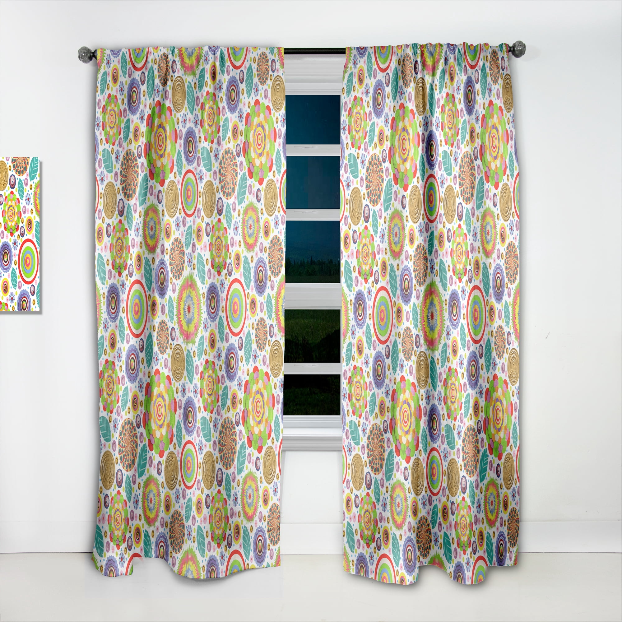 Designart 'Fashionable Pattern Flowers ' Bohemian & Eclectic Curtain Panel