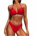thumbnail image 2 of Hipattires Bathing Suits for Women Comfy Bikini Sets Plain Red 2 Piece Athletic Swimwear Swimsuits, 2 of 5