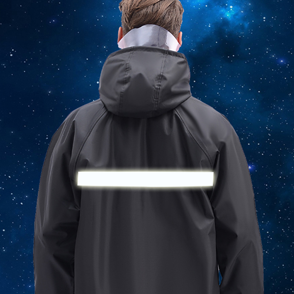 COWIN Men's Long Waterproof Rain Jacket, Black photo 7