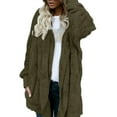 thumbnail image 6 of Women Solid Color Plush Faux Fur Warm Long Sleeve Hooded Midi Coat Cardigan, 6 of 7