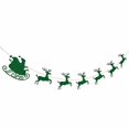 thumbnail image 2 of Green Christmas Felt Hanging Banner,Traditional Sleigh Reindeer Garland,Polyester Festive String Decor For Wall Fireplace Door Party Home Holiday Decor, 2 of 6