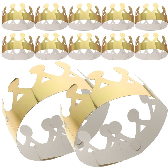 FRCOLOR Golden Paper Crown Hats for Party Use Comfortable for Kids and Adults to Wear 12 Pcs