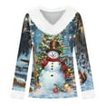 thumbnail image 4 of Mifsaly Christmas Sweatshirts Women V-Neck Long Sleeve Xmas Tree Shirt Faux Fur Collar and Cuff Vintage Pullover Tops Festival Fashion Streetwear Loose Patchwork Blouse 2025 Holiday Clothing, 4 of 4