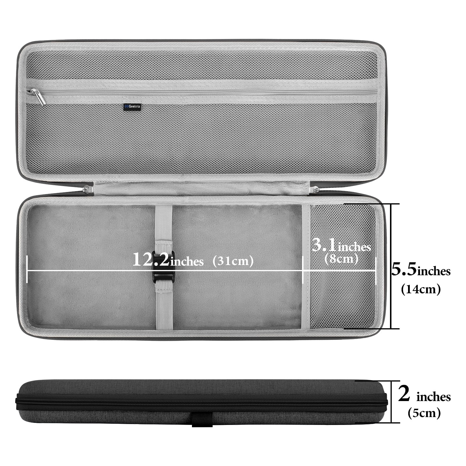 Geekria 75% Keyboard Case, Hard Shell Travel Bag for Compact 84 Key Computer Mechanical Gaming Keyboard, Compatible with Logitech POP Keys / POP ICON Combo / MX Mechanical Mini (Dark Gray)