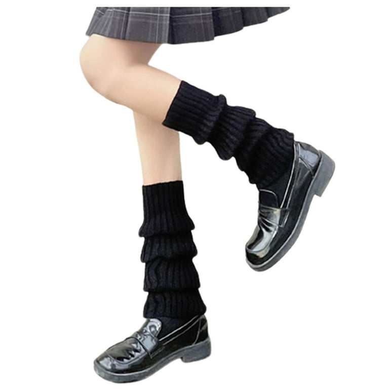 Dezsed Womens Thigh High Socks Clearance Women Japanese Style Kawaii Leg  Warmers Wool Ball Knit Long Leg Warmers Loose High Socks Black 