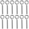 thumbnail image 1 of de 12 pernos de anilla M6 x 70 mm en varillas roscadas de anilla de acero inoxidable 304 como sujetadores ideales para colgar artículos en el hogar, jardines o industrias, 1 of 5
