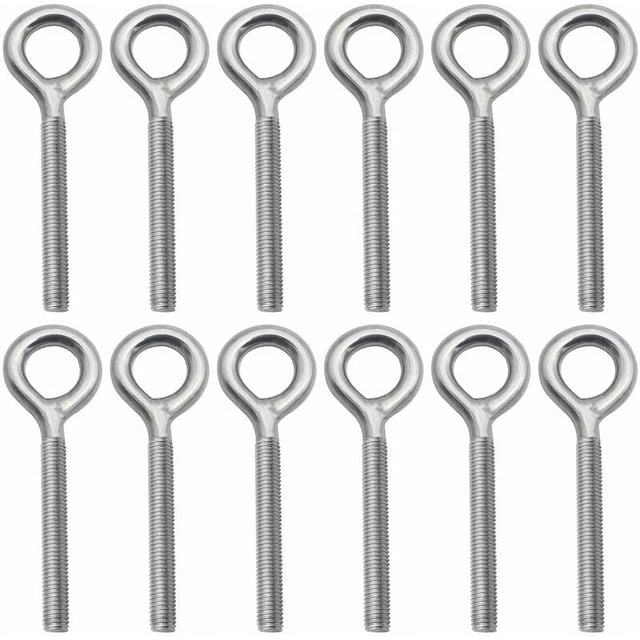 de 12 pernos de anilla M6 x 70 mm en varillas roscadas de anilla de acero inoxidable 304 como sujetadores ideales para colgar artículos en el hogar, jardines o industrias