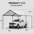 thumbnail image 4 of TANGJEAMER 10x20 ft Metal Carport Car Canopy Portable Car Tent Garage, White, 4 of 7