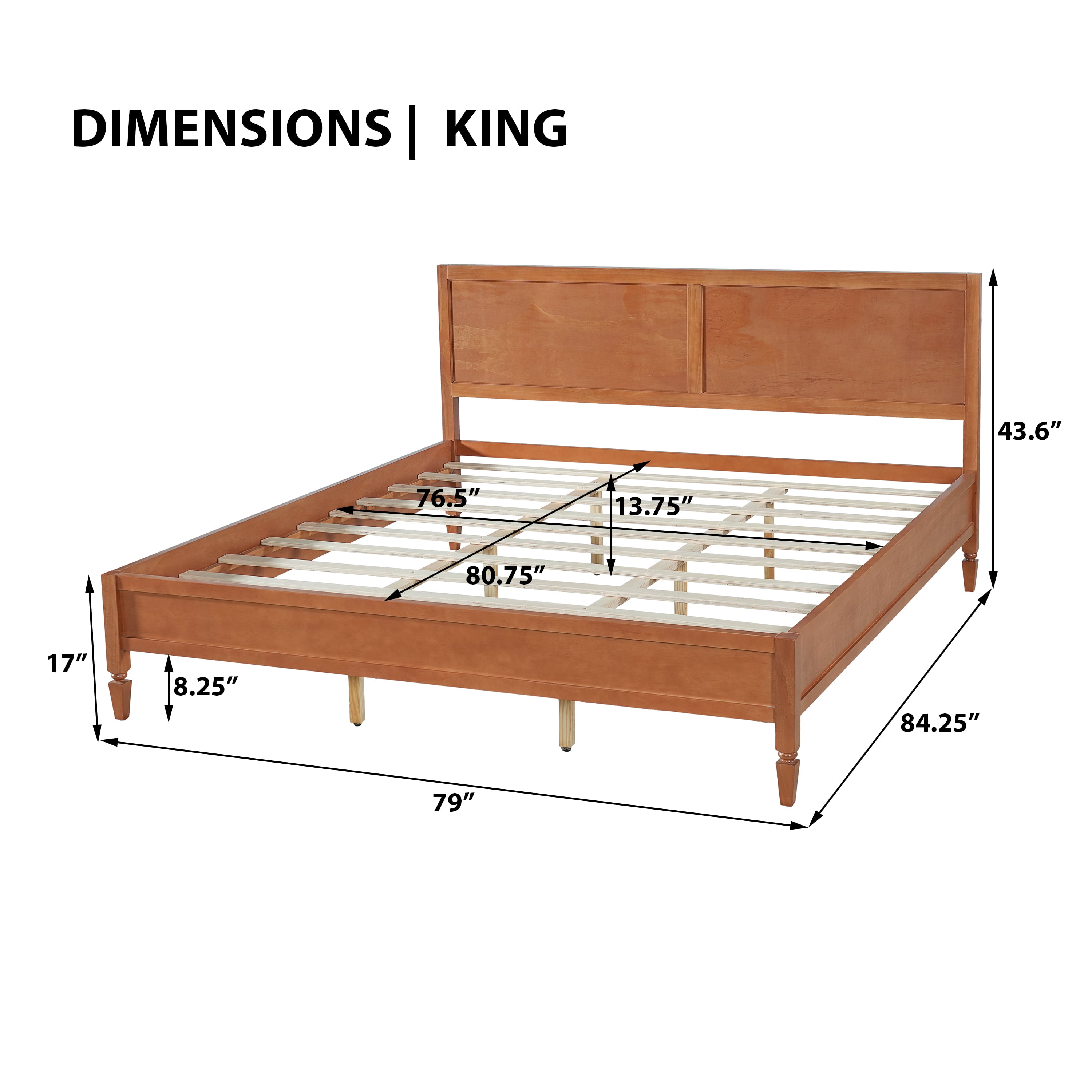 King Size Classic Wood Platform Bed Frame, No Box Spring Needed, Easy Assembly