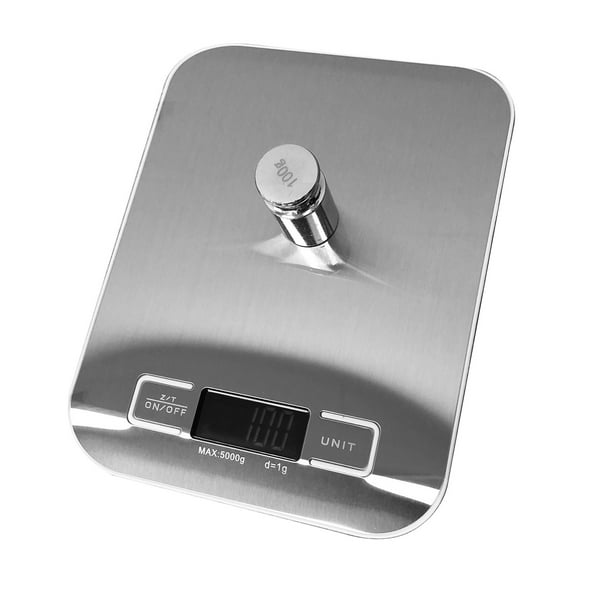 Báscula Digital De Cocina 22 Lb | Gramos Y Onzas | Acero Inoxidable | Pantalla Retroiluminada