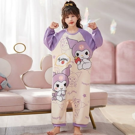 

Kawaii Sanrios Kuromi Cinnamoroll My Melody Hello Kitty Spring Autumn Child Piece Pajamas Cartoon Boys Girls Children Homewear