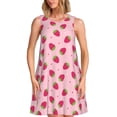 thumbnail image 1 of Vsdgher Robe d'Été à Imprimé Fraises pour Femmes, Décontractée, Col en U, Robe de Plage Sans Manches, Débardeur Ample, Robe Soleil avec Poche, 1 of 7
