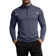 thumbnail image 2 of GUZOM Mens UPF 50+ Quarter Zip Long Sleeve Sun Shirt Dark Gray Moisture Wicking 4-Way Stretch,Size L, 2 of 6
