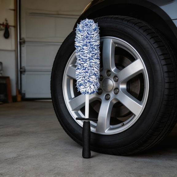 Wheel Brush For Car Detailing Soft Microfiber Wheel Cleaning Brush With Ergonomic Handle Non-Scratch Car Wash Brush For Rims Tires Bays Motorcycl