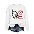 thumbnail image 4 of Cadancy Valentine Shirt Women Trendy Pullover Cute Heart Print Tops Loose Long Sleeve Valentines Day Sweatshirts Casual Crewneck Shirts, 4 of 5