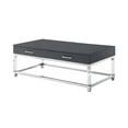 thumbnail image 4 of Inspired Home Maximo Table Basse 2 Tiroirs Pieds en Acrylique Haute Brillance Base en Acier Inoxydable Chromé Design Moderne, Gris Foncé/chrome, 4 of 9