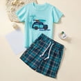 thumbnail image 2 of TOWED22 Infant Toddler Baby Boy Summer Outfits 2pcs Round Neck Short Sleeve Shirt Tee Dinosaur Graphic Pocket Shorts Clothes(Sky Blue,8-9 Y), 2 of 9