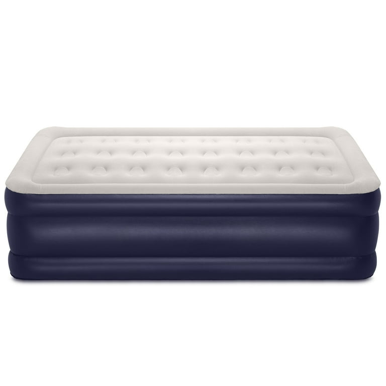 Twin Size Durable 18 Inch Air Mattress with Built In Pump Anti Slip Bottom Blue Walmart