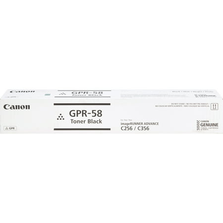 Canon  CNM2182C003  GPR-58 Toner Bottle Cartridge  1 Each GPR-58 toner cartridge is designed for use with Canon imageRunner Advance C356iF and C256iF. Consistent performance meets high-quality output. Easy-install cartridge saves time and boosts productivity. Bottle cartridge yields approximately 23 000 pages. Canon GPR-58 Original Toner Cartridge - Black  1 Each (Quantity)