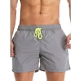 thumbnail image 1 of Innerwin Summer Short Pants High Waist Mens Bottoms Vacation Solid Color Hawaiian Beach Shorts Gray S, 1 of 2