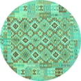 thumbnail image 1 of Ahgly Company Machine Washable Indoor Round Southwestern Turquoise Blue Country Area Rugs, 3' Round, 1 of 4