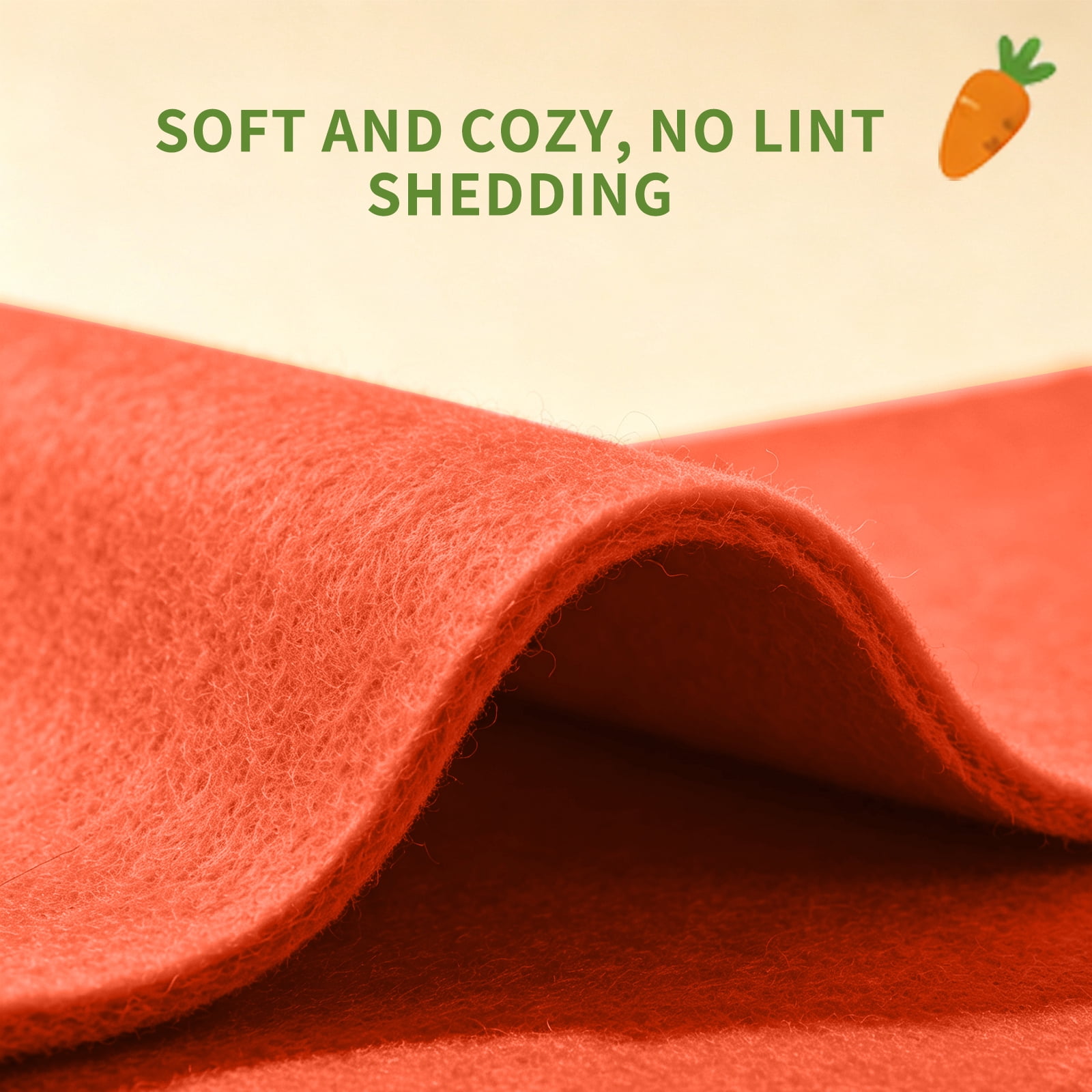 Carrot Theme Felt Rabbit Hideout Bed, Soft Small Animal Hideaway Hut, Cozy Bunny Hiding House for Guinea Pig Ferret Chinchilla Hedgehog, 15.75"L x 15.75"W x 11.81"H