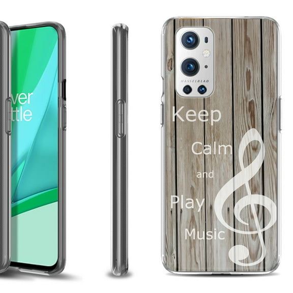 Slim-Fit Flexible TPU Gel Phone Case Compatible with OnePlus 9 PRO 5G, by OneToughShield ® - Wood/Music