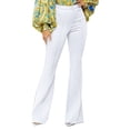 thumbnail image 3 of Hunpta Women High Waist Comfortable SlimFit Trousers With Buttons Flared Suit Pants, 3 of 9