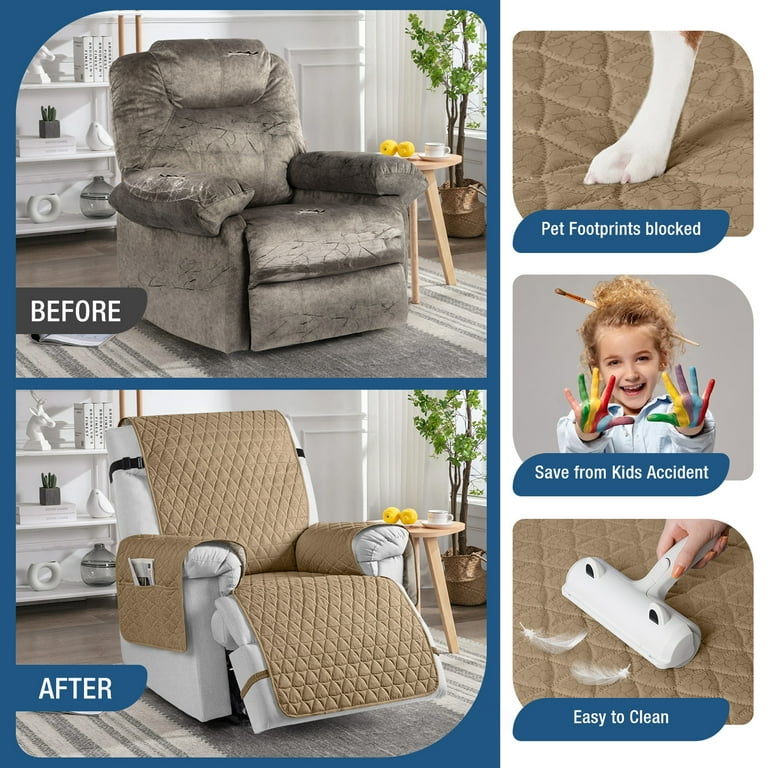 TAOCOCO 100 Waterproof Recliner Cover Anti Slip Reclining Chair Slipcover Recline Sofa Cover with Non Slip Granule Camel Walmart