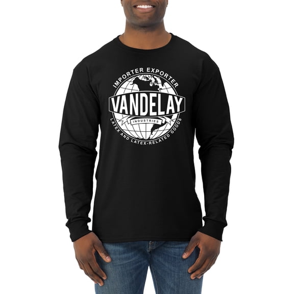 Wild Bobby, Vandelay Industries Shirt Latex-Related Goods Seinfeld, Pop Culture, Men Long Sleeve Shirt, Black, Small