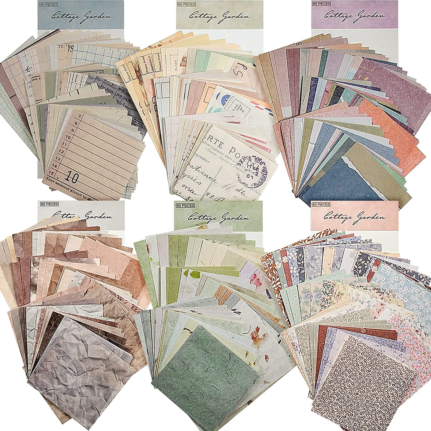 Travel Journal Aesthetic Retro Decorative Paper for Scrapbooking 6 Sets 360 Sheets Vintage Scrapbook Paper Supplies DIY Journaling Supplies for Writing Drawing 