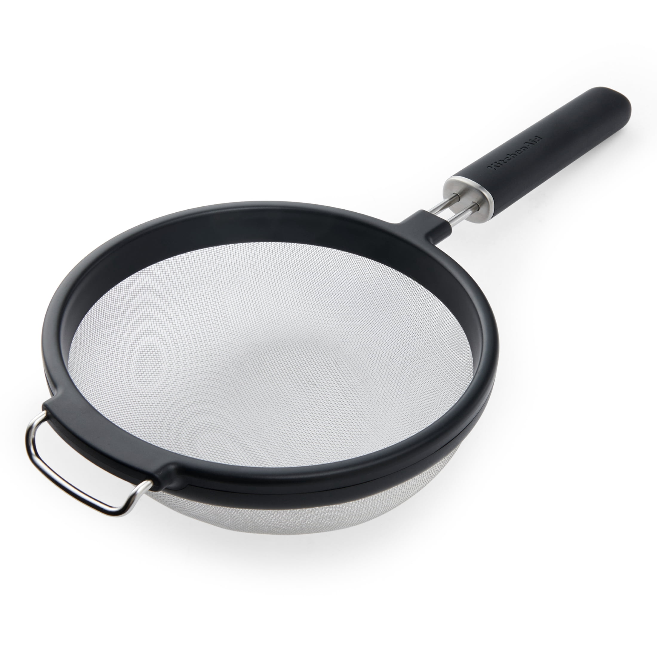 KitchenAid Stainless Steel 7in Fine Mesh Strainer with Ergonomic Handle and Resting Lip, Black