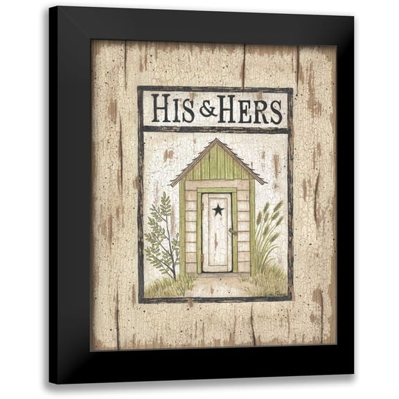 Spivey, Linda 12x14 Black Modern Framed Museum Art Print Titled - His and Hers Outhouse