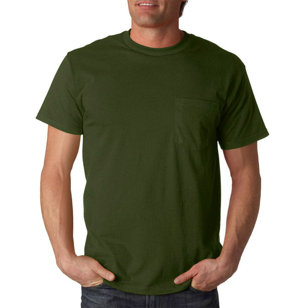 Fruit of the Loom - 3930P Cotton Pocket T-Shirt -Military Green-X-Large ...