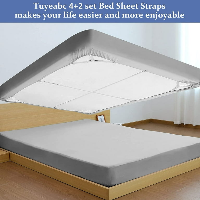  Bed Sheet Holder Straps, 4+2 Set, 2 more Straight