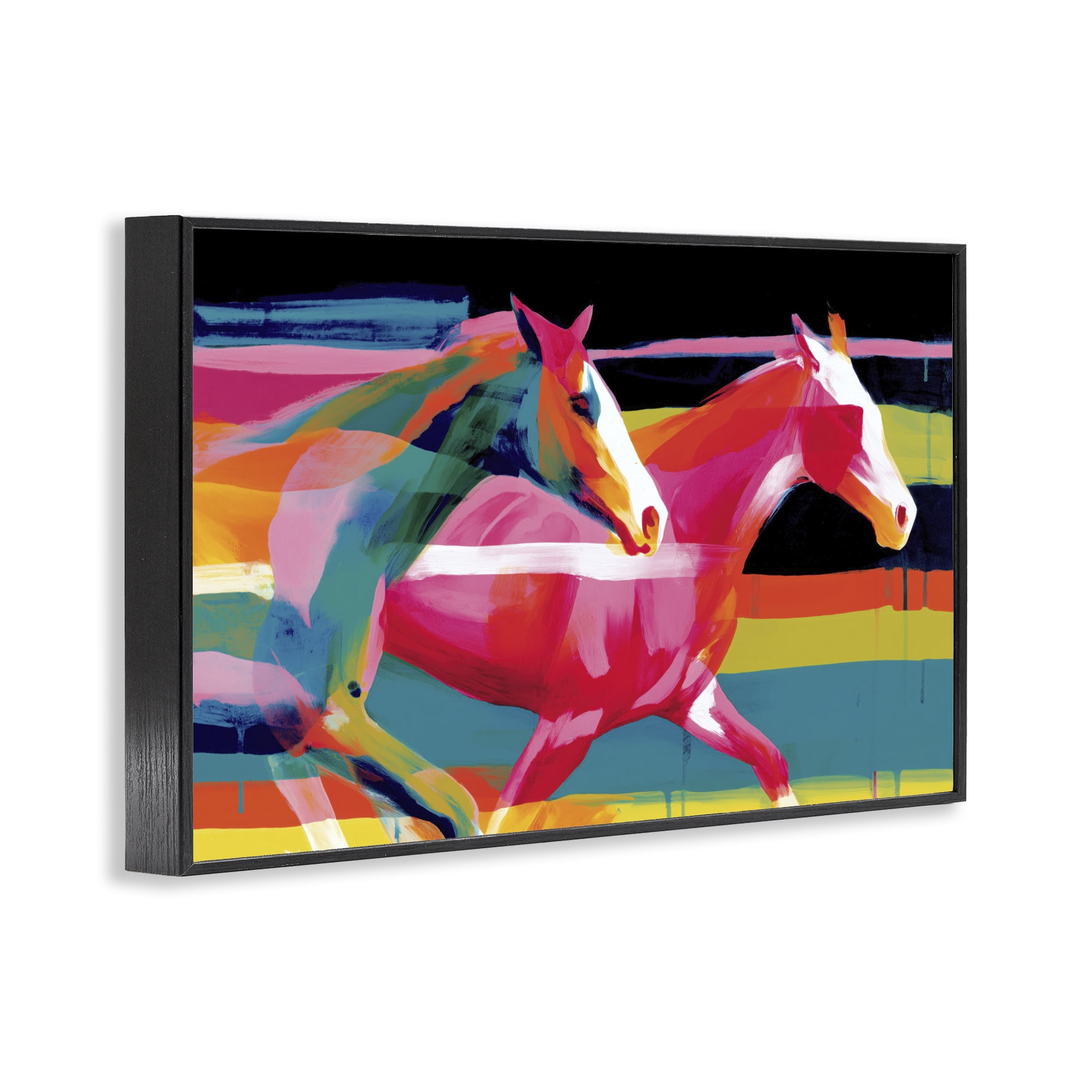 Stupell Industries Wild Horses Running Through Stripes Black Framed Giclee Art, design by Chromatic Storm Studio