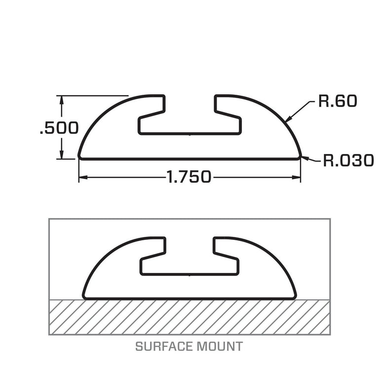 Mac's VersaTie Aluminum Track 8 Ft - Surface Mount, Wide Contour (Series 3) Mac's VersaTie Aluminum Track 8 Ft - Surface Mount, Wide Contour (Series 3)