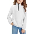 thumbnail image 4 of EnJoCho Girls Knit Half Zip Sweatshirt, Lapel Neck Long Sleeve Pullover for Autumn Winter, Warm Cozy Classroom Sweater with Thumb Holes & Ribbed Cuffs, 4 of 9