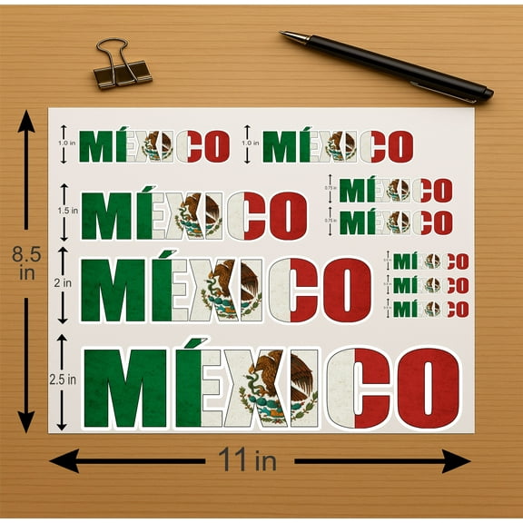 Mexico Flag Letters Vinyl Sticker Decal Set – Full Color, Laminated , Weatherproof – for Cars, Laptops, Toolboxes, Coolers, and More
