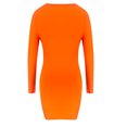thumbnail image 5 of Women Dresses Solid Sexy Long Sleeved Leisure Dresses Round neck Fashion Dresses Orange Trendy Skirt Size L, 5 of 9