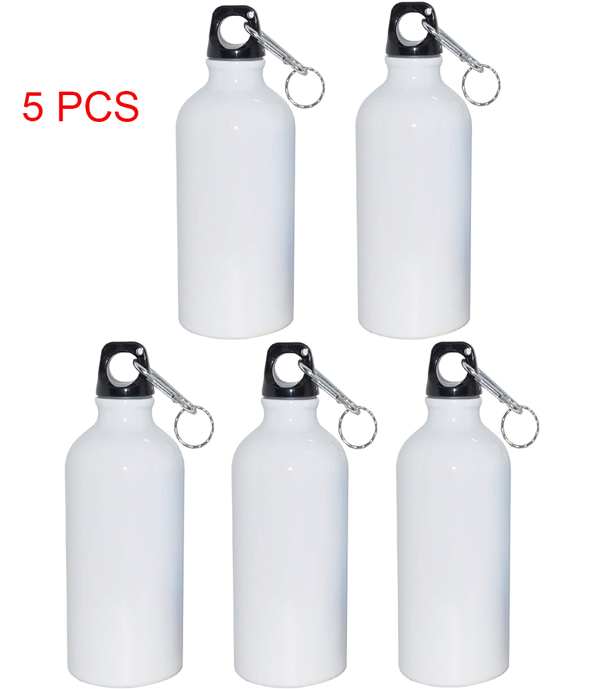 Techtongda 5 pcs 500ml Blank Aluminium Water Bottle Heat Transfer Sports Bottle White