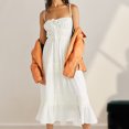thumbnail image 4 of Vestido Largo Con Tirantes Vestido ajustado para mujer Cuello cuadrado Sin mangas Color sólido Sin espalda Traje de vacaciones Cgtredaw Blanco L-Personalizado para Mujer, 4 of 7