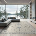 thumbnail image 2 of ODIKA 8'x10' Ivory Blue Geometric Medallion Traditional Washable Area Rug Ornate Border Framework with Botanical Motifs for King Size Bedroom Under Bed, Master Suite, Non-Shedding, Easy Care, 2 of 7
