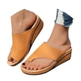 thumbnail image 1 of Dakaela Womens Leather Wedge Sandals Arch Support Orthopedic Flip Flops Non Slip Summer Walking Slides, 1 of 6