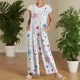 thumbnail image 4 of JULMCOMO American Flag Jumpsuits for Women Red White Blue Plus Size Sleeveless Independence Day Rompers Stars Stripes Wide Leg 4th of July Outfits with Pockets Watermelon Red 5XL, 4 of 7
