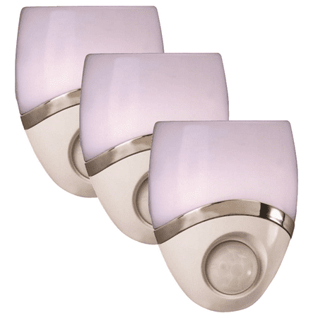 UPC 021808507140 product image for Amerelle 73092CC Geometric Motion Activated LED Night Light, White/Nickel (3 Pac | upcitemdb.com